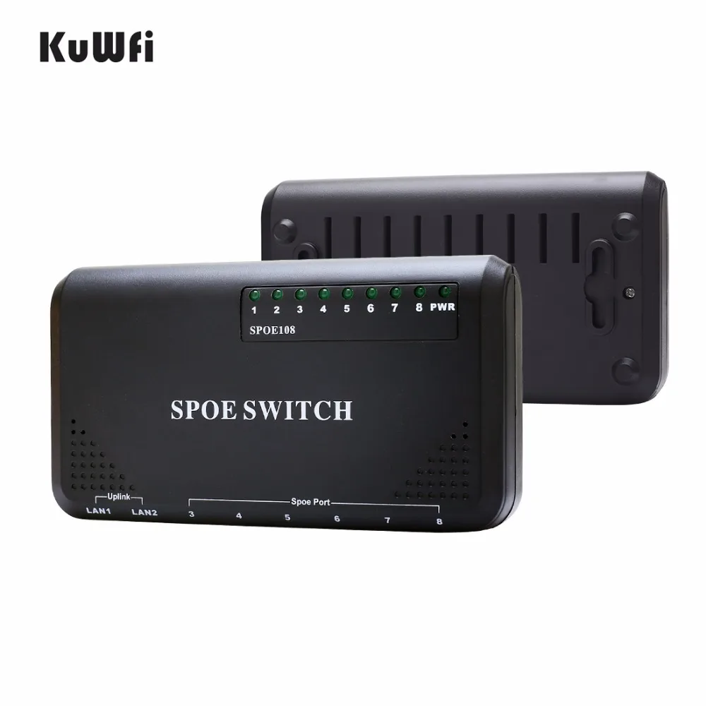 Коммутатор KuWFi 90 Вт 8 портов PoE 10/100 Мбит/с POE Ethernet для ip камеры сетевой коммутатор