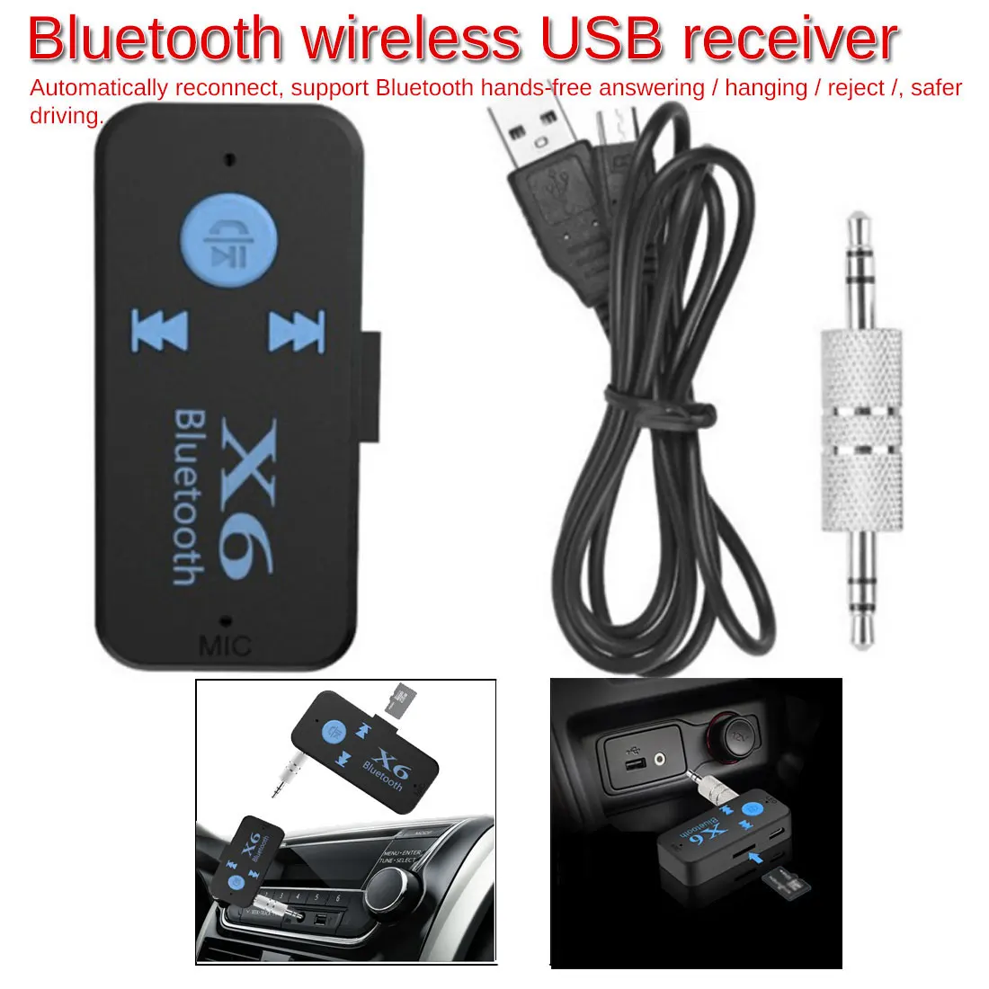 Marsnaska черный 3,5 мм разъем Aux Bluetooth 4,1 Беспроводной USB приемник громкой связи Bluetooth аудио адаптер