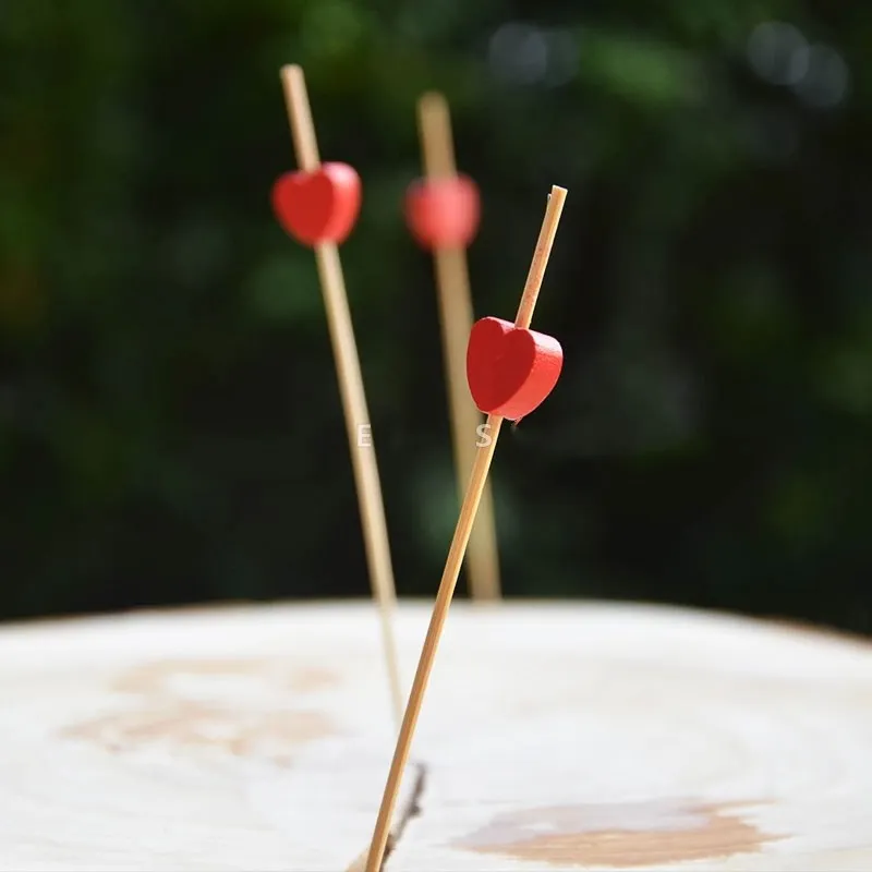100pc12cm сердце бамбуковая палочка буфет фрукт для кекса вилка вечерние десертные