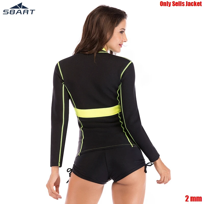

SBART Women 2mm Neoprene Wetsuit Long Sleeve Diving Jacket Front Zipper Separated Winter Swimsuit Jellyfish Clothes Rash Guard