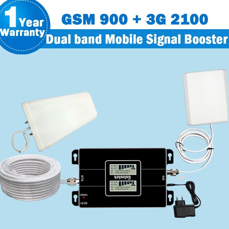 Lintratek Комплект усилителя 3g Усилитель ретранслятора сигнала сотовой связи Dual Band