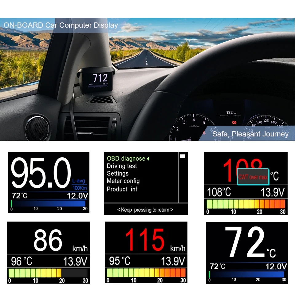 Авто бортовой компьютер на борту Дисплей цифровой измеритель OBD2 вождения