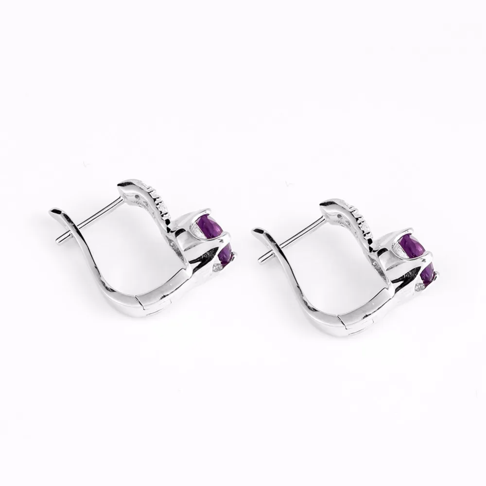 Серьги-пусеты из серебра 925 пробы с натуральным аметистом 0 99ct романтичные