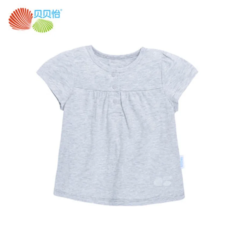 Лето 2017 девочка О-Образным Вырезом сладкий Футболка 100% хлопок 4 цвет дети одежда