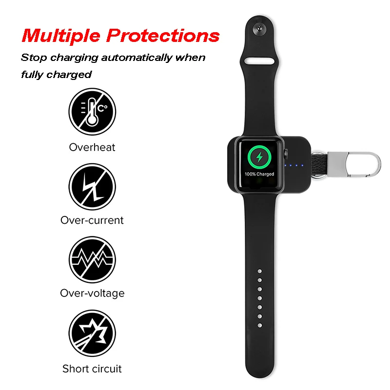 QI Wireless Charger for Apple Watch 1 2 3 Portable Mini Power Bank External Battery Key Chain IWatch 4 | Мобильные телефоны и