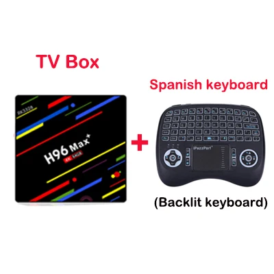 Spanish keyboard Android 8,1 ТВ приставка H96MAX+ 4 Гб 64 Гб RK3328 Четырехъядерный 4k WiFi HDMI USB 3,0 медиаплеер с воздушной мышью пульт дистанционного управления телеприставка - Цвет: Spanish keyboard