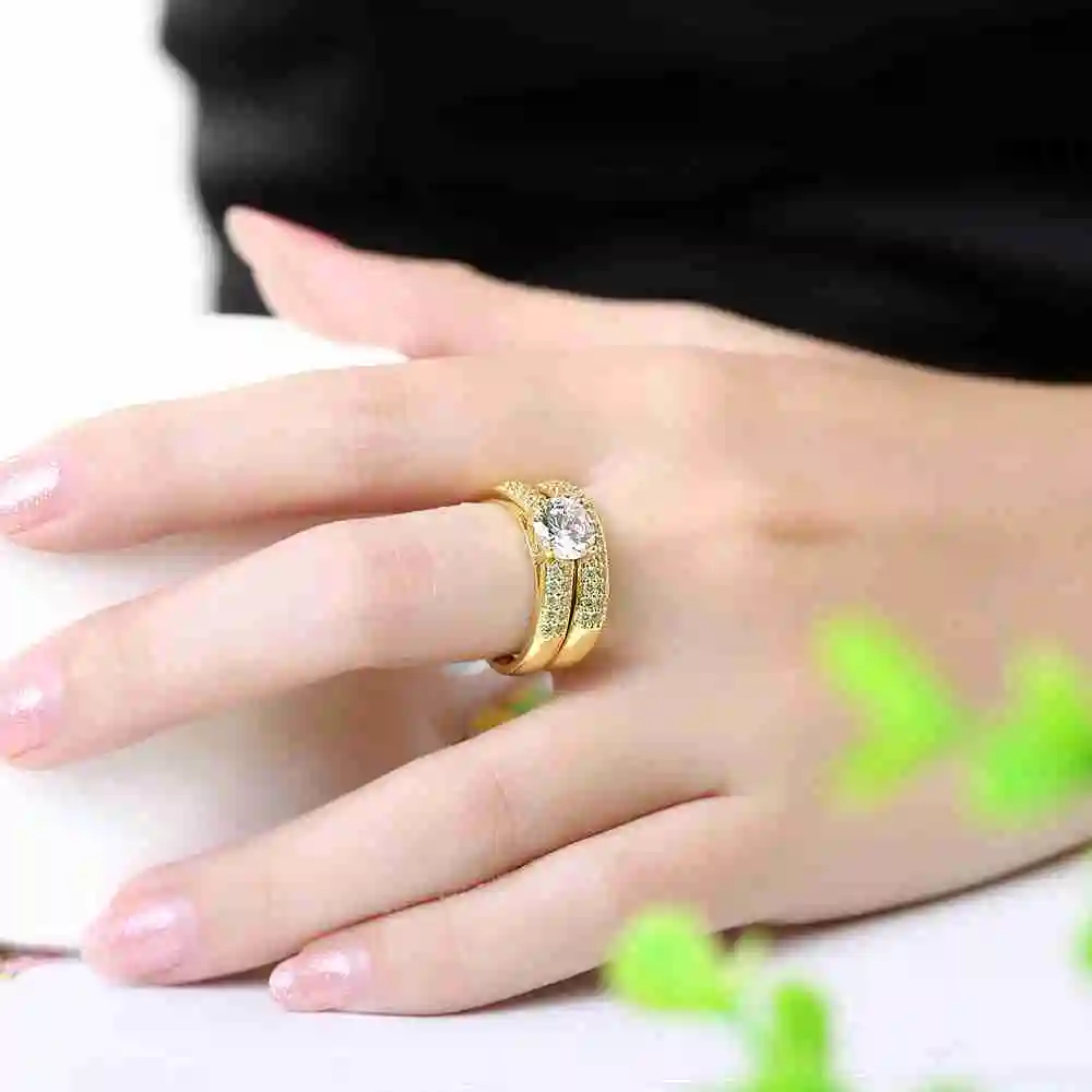 Kiteal New Jewelry Pair Ring Set Gold/silver Color DIY Couple Rings Female For Women Bridal Alliance US Size | Украшения и