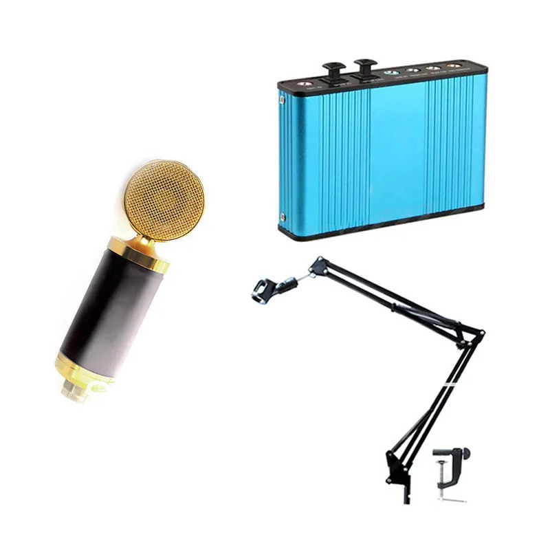 Черный микрофон студия записи конденсаторный + Шок Гора Поп Фильтр микрофонные