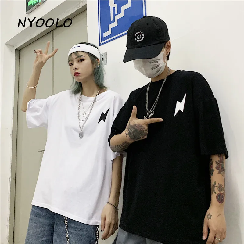NYOOLO Harajuku Винтажная футболка с надписью Ангел Дьявол летняя свободная уличная