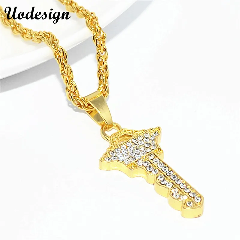 Uoдизайнерский Египетский Ankh Key Of Life золотой цвет брелок ожерелье цепь полный