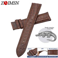 zlimsn handmade manufacture luxury crocodile leather watch band 12mm 26mm round grain stripe brown crocodile skin watchband
