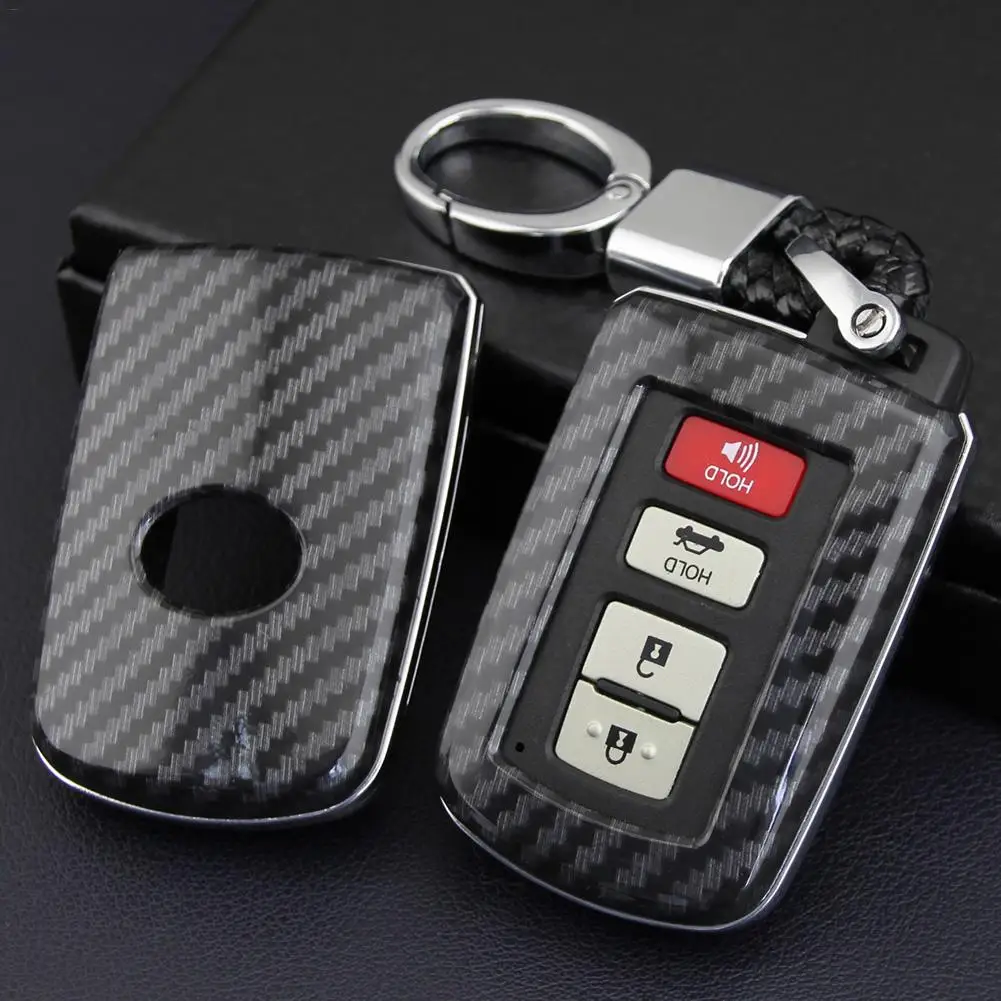 

Hard Car Key Shell For Toyota RAV4 Camry Highlander Corolla Avalon Carbon Fiber Chain Fob Case Cover