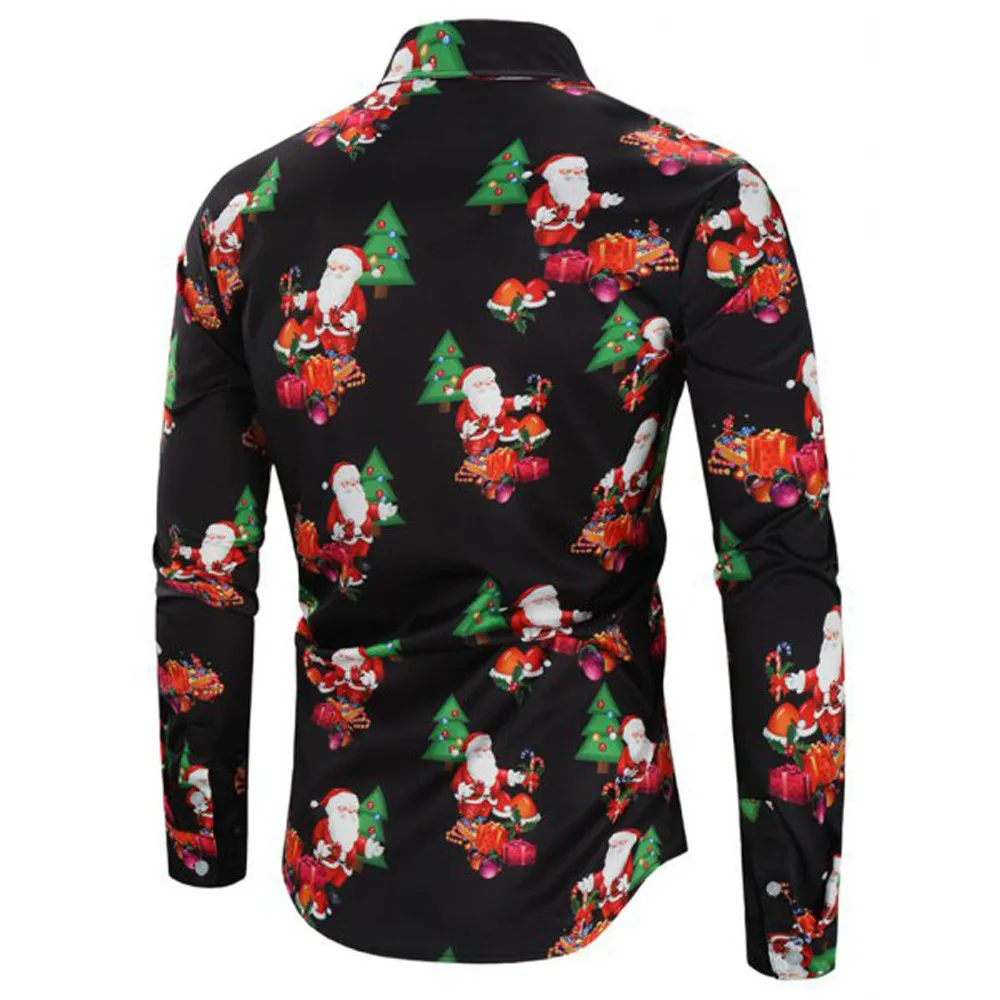 S XL для мужчин с длинным рукавом Рождественская блузка снежинки Санта конфеты