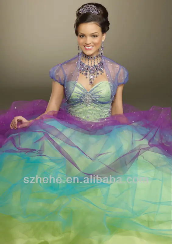JM.Bridals CY1808 Pretty Ball gown Beaded with jacket Tulle colorful quinceanera dresses pictures|gown purple|gown lace sleevesgown dress |