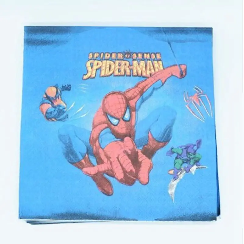 20pcs napkins На тему Человека-паука декор для вечеринки в честь Дня Рождения Бумага Салфетка под тарелку кружку баннер/Флаг коробка конфет бледно-желтая Посуда Набор Baby Shower вечерние поставки - Цвет: 20pcs napkins