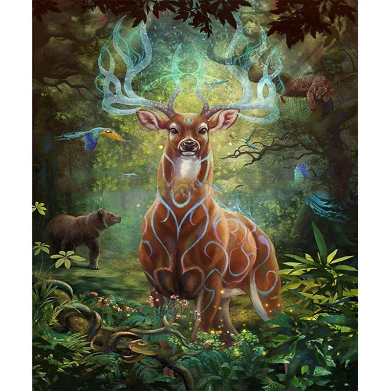 

5D DIY Full Round Resin Diamond Mosaic Diamond Embroidery Diamond Painting Forest Elk Cross Stitch Handmade Decor Paintings