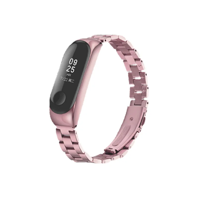 Rose pink Браслет mi band 3 из нержавеющей стали сменные ремешки для часов xiaomi mi band 3 металлический ремешок для часов умный Браслет - Цвет: Rose pink