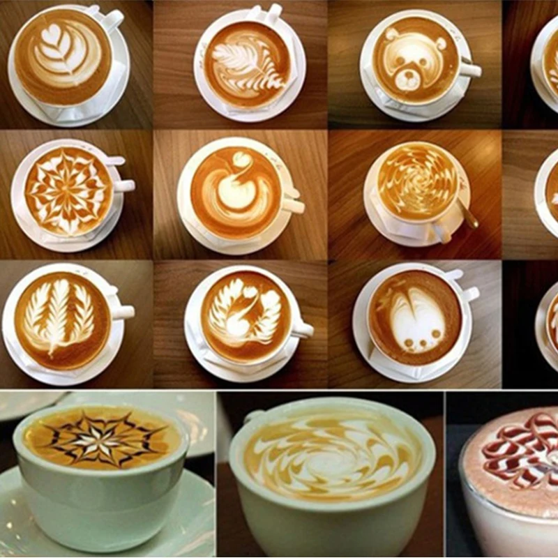 FEIGO 16Pcs/set Fancy Coffee Printing Flower Mould Plastic Cafe Foam Spray Barista Stencils Decoration Tool Garland Mold C296 | Дом и сад