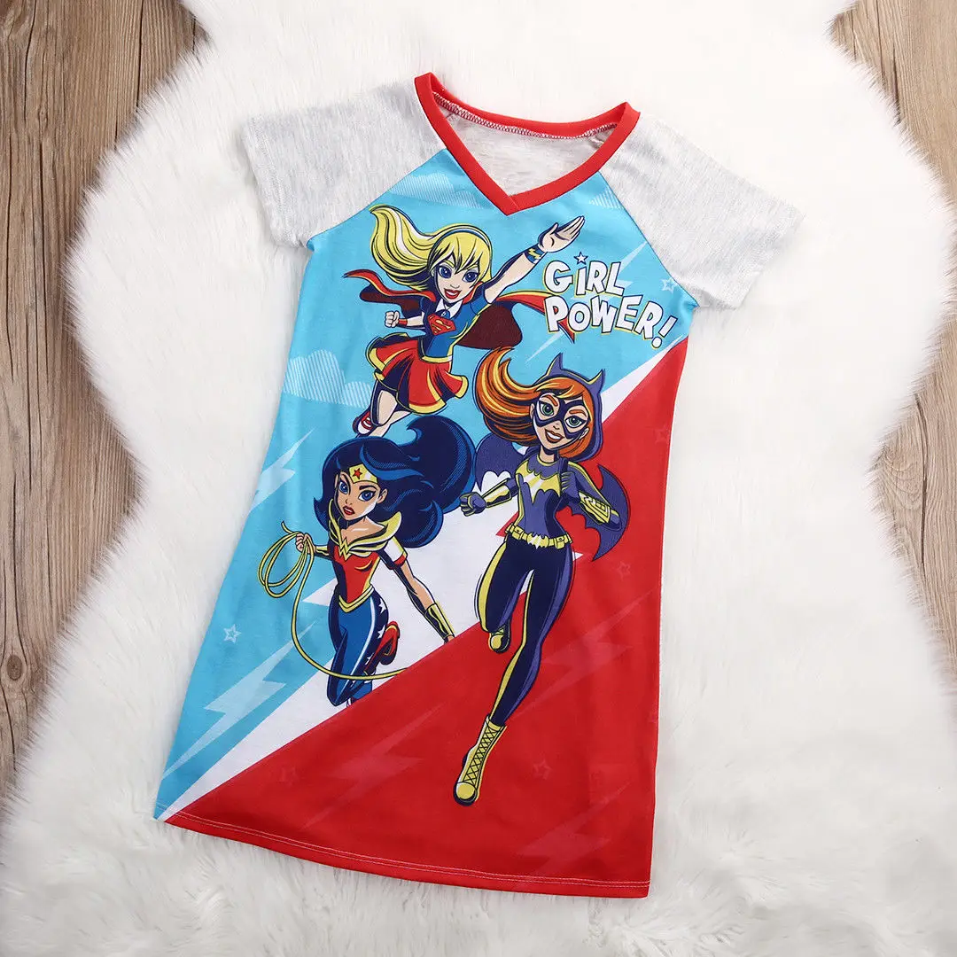 Топы с короткими рукавами для девочек от 5 до 14 лет супергерой милое Хлопковое