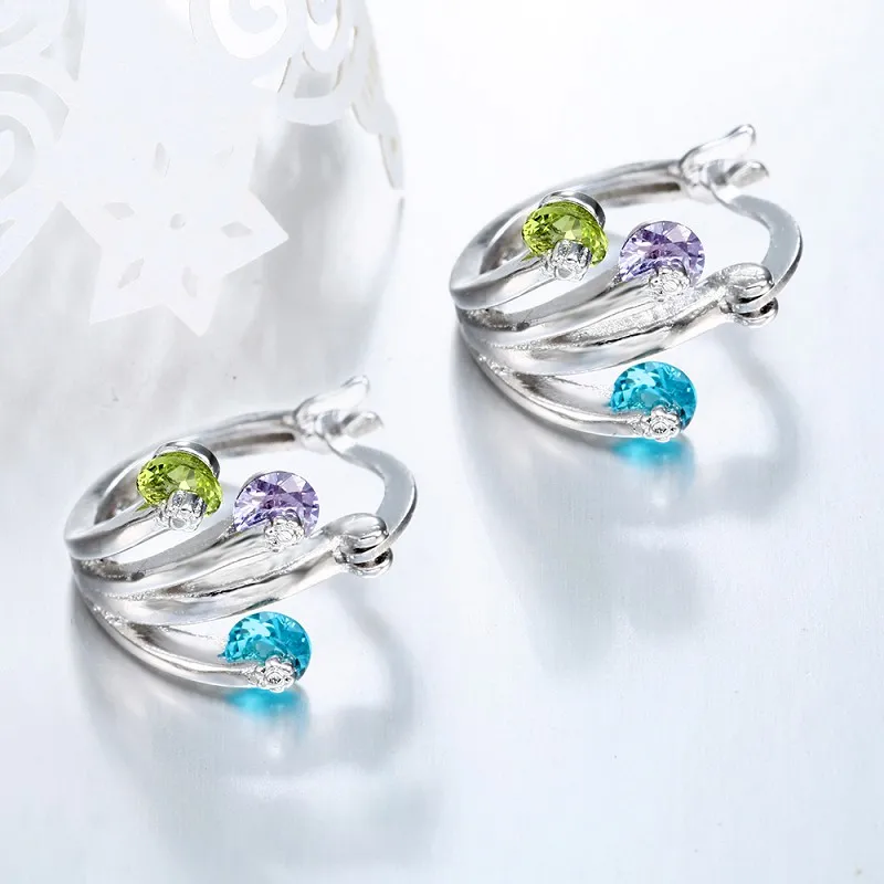 Корейские модные серьги обруча австрийский Синий Хрусталь Для женщин свадебные бриллианты ювелирные изделия в стиле "Бохо" модные подарки для Для женщин N5E073