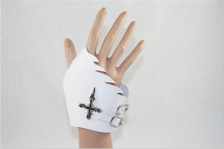 Модные перчатки из искусственной кожи в стиле панк с перекрестными черепами
