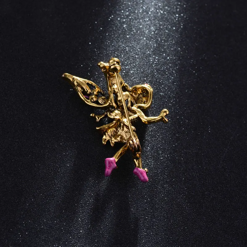 Старинное золото очаровательный эльф кулон с крыльями девушка брошь булавки