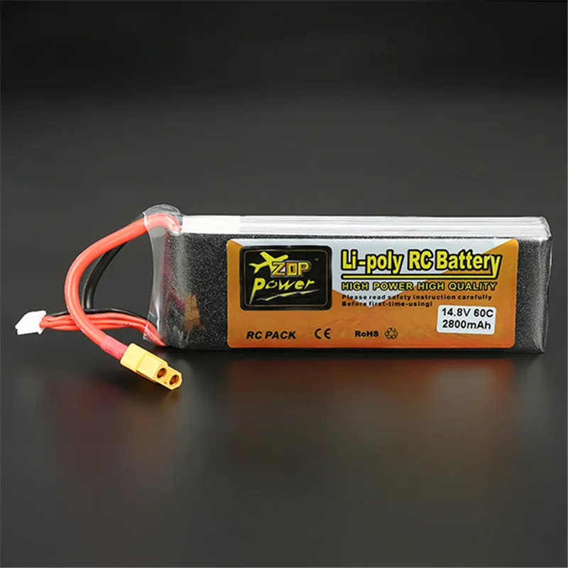High Quality Reachargeable Lipo Battery ZOP Power 14.8V 2800mAh 4S 60C XT60 Plug For RC Model | Игрушки и хобби