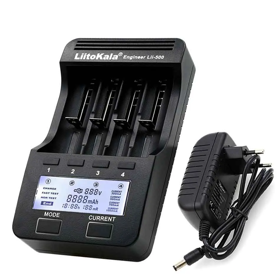 Lii-500 and Adapter LiitoKala Lii-500S зарядное устройство 18650 зарядное устройство для 18650 26650 21700 AA AAA батареи Тест емкость батареи сенсорное управление - Цвет: Lii-500 and Adapter