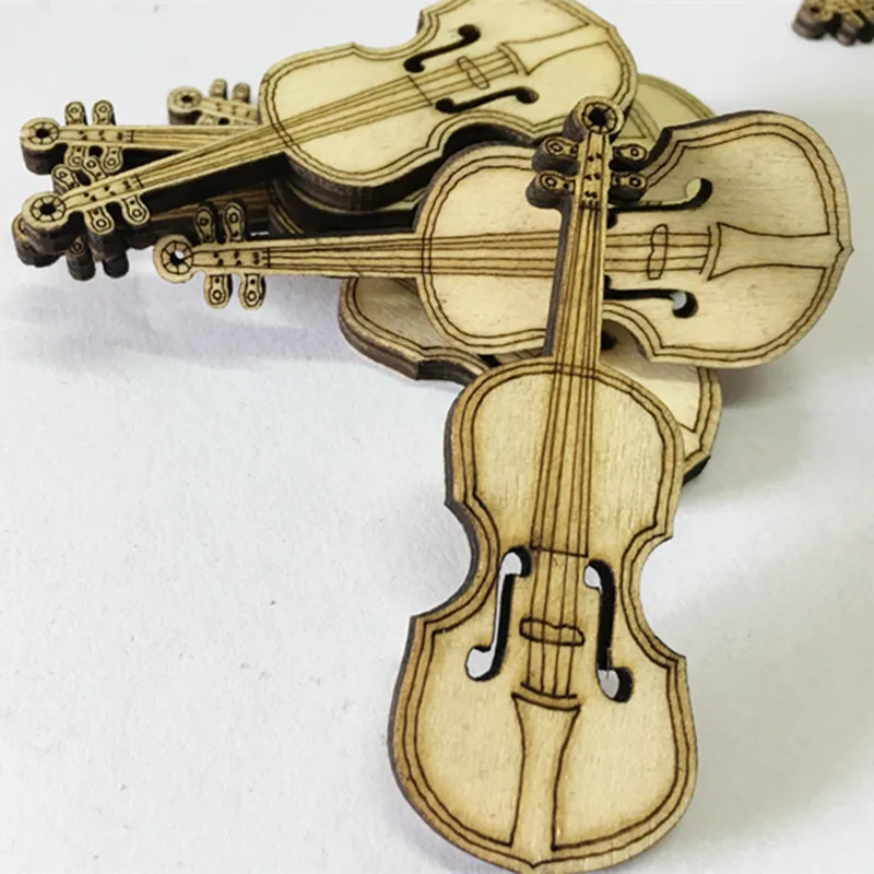 75*27*4MM Guitar Die Cutting Wood Slices Hanging Wall Wooden Decoration Crafts Accessories Diy Pattern Supplies | Дом и сад