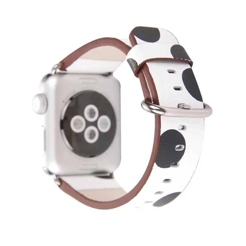 Ремешок для часов Apple Watch 38/42 мм серия 1/2 черный белый в горошек | Электроника