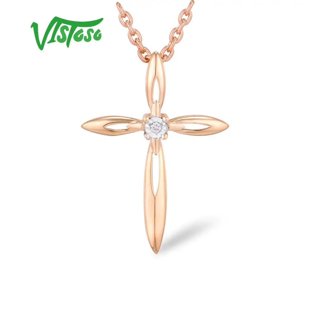 VISTOSO Pure 14K 585 двухцветные Золотые сверкающие иллюзии-набор чудо пластины алмазные подвески для женщин юбилей трендовые ювелирные изделия