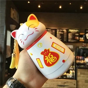 3 OUSSIRRO Luky Cat карамельный цвет 304 нержавеющая сталь термос чайная чашка с креативной крышкой кофе сок термос чашка - Цвет: 3