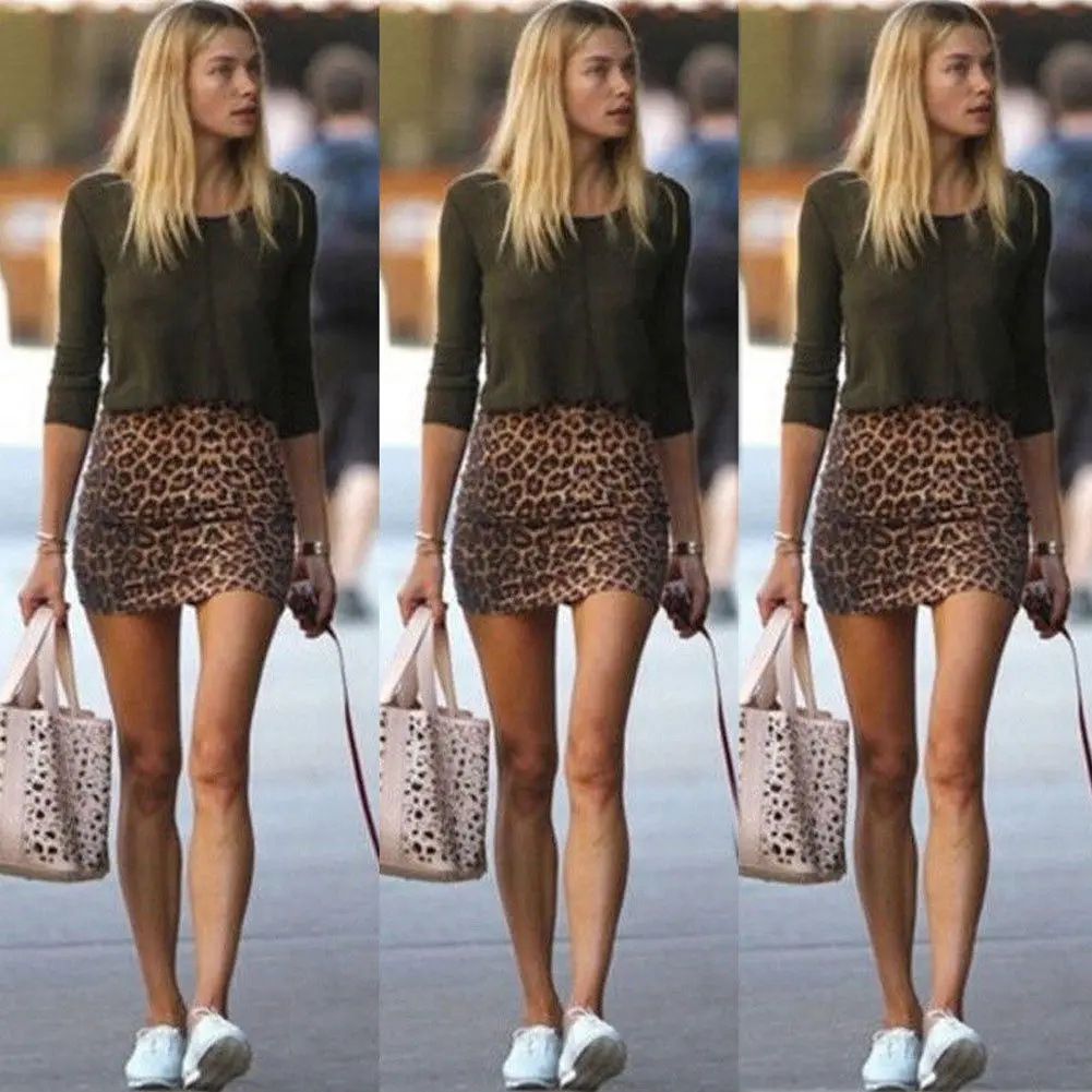 Женская юбка-карандаш с леопардовым принтом высокой талией | одежда