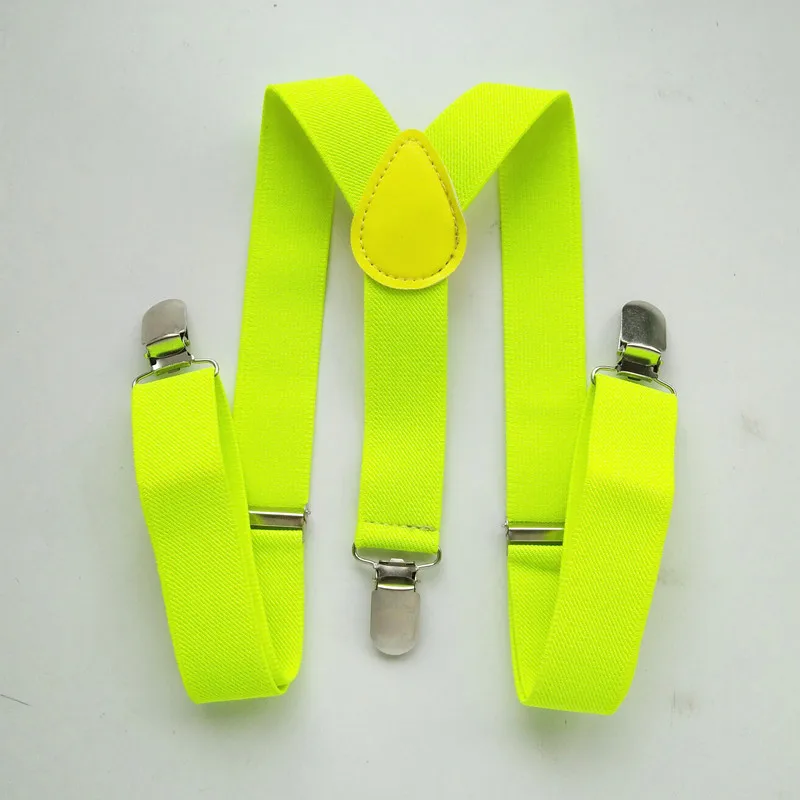 fluo yellow Эластичные подтяжки для маленьких мальчиков и девочек с y-образной застежкой на спине; однотонные Детские подтяжки; детская одежда; аксессуары; BD001-S - Цвет: fluo yellow