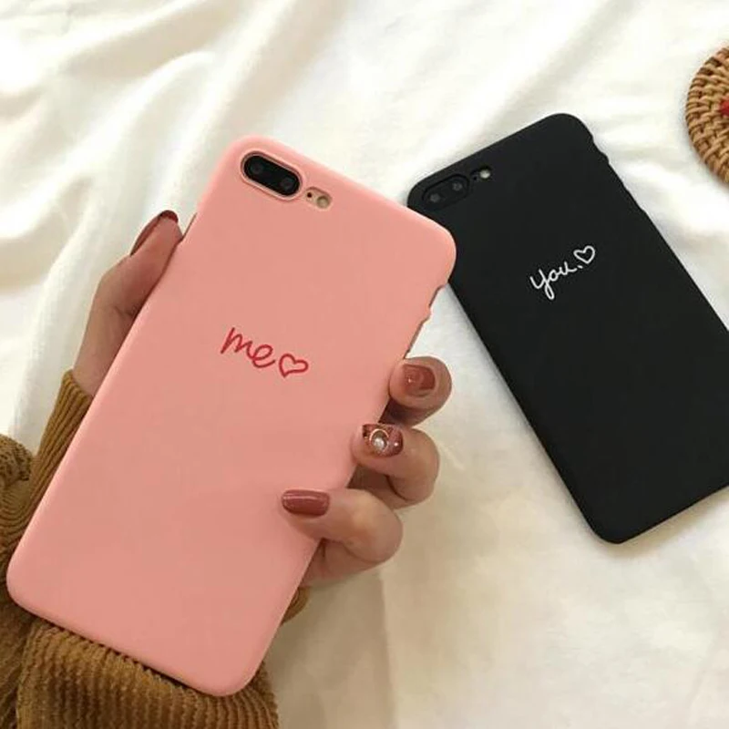Чехол Cyato для iphone 6 милый розовый с надписью Me & You love в форме сердца влюбленных
