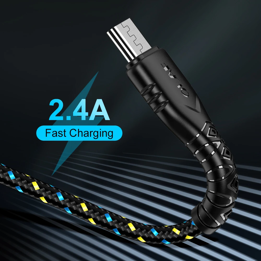 Кабель для зарядки Olaf USB Type A Micro нейлон 2.4A 0.5м 3м 5 цветов|Кабели мобильных