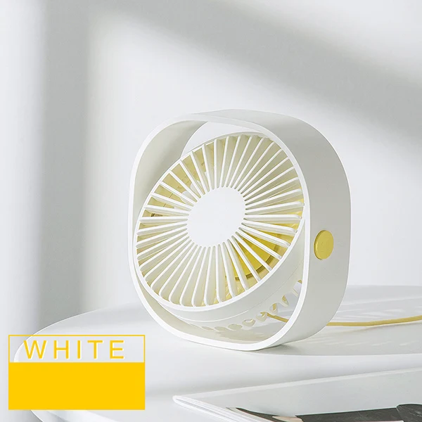 white Настольный мини-вентилятор USB интерфейс портативный бесшумный вентилятор 360 градусов Регулируемое направление квадратный генератор холодного ветра для домашнего путешествия - Цвет: white