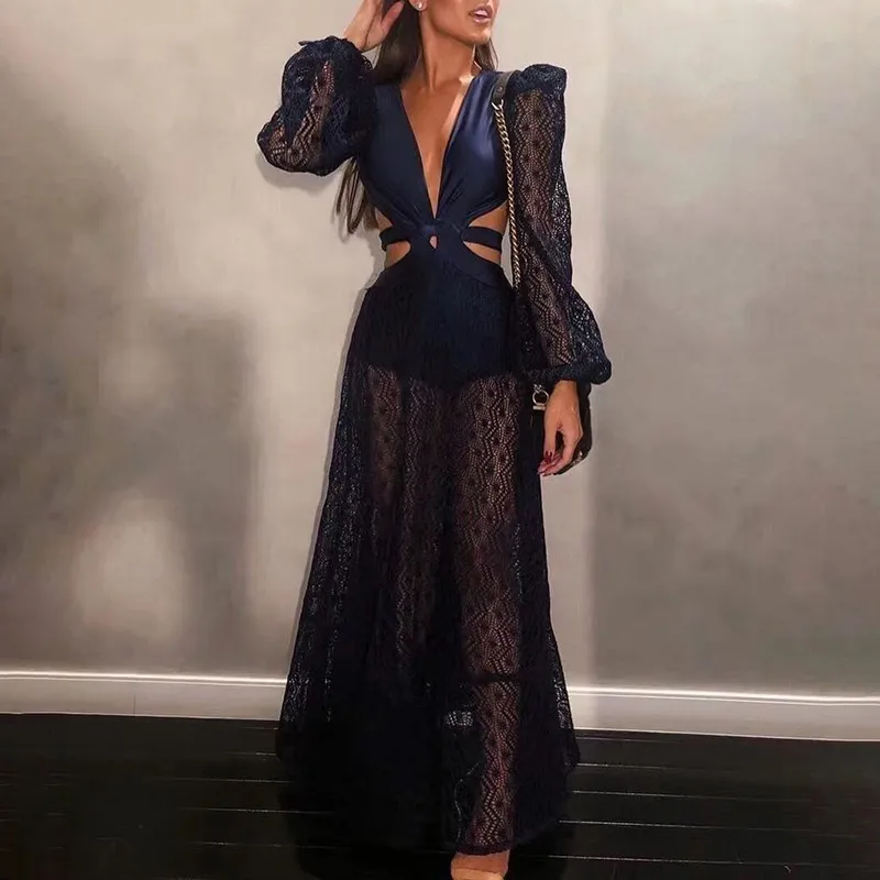 TWOTWINSTYLE сексуальное открытое женское платье с v образным вырезом рукавами