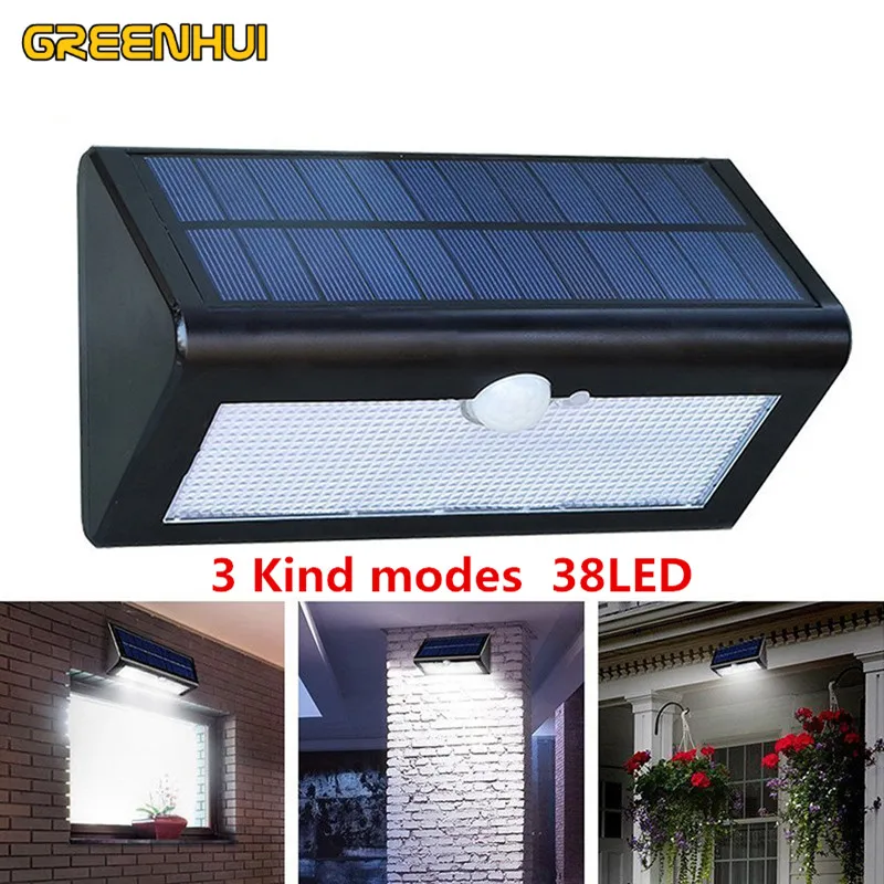 38LED Солнечный свет Открытый датчик движения настенный светильник