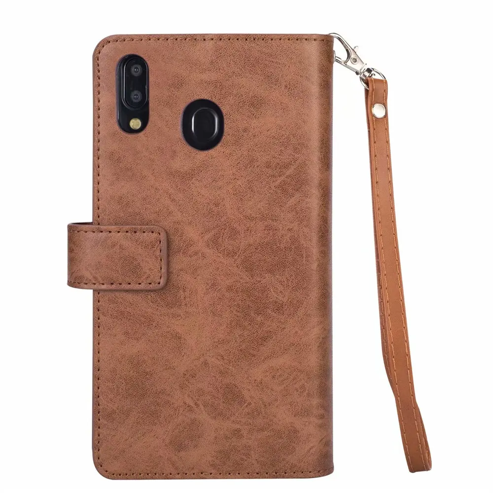 Чехол-книжка на молнии с 9 карманами для карт для huawei P30 Pro Lite Y6 Y7, роскошный кожаный чехол-книжка для Honor 8A Pro 8C