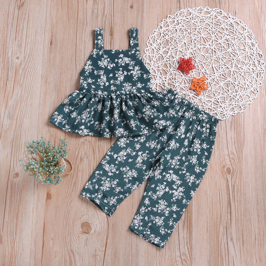 Детская одежда для малышей без рукавов с открытой спиной цветочным принтом