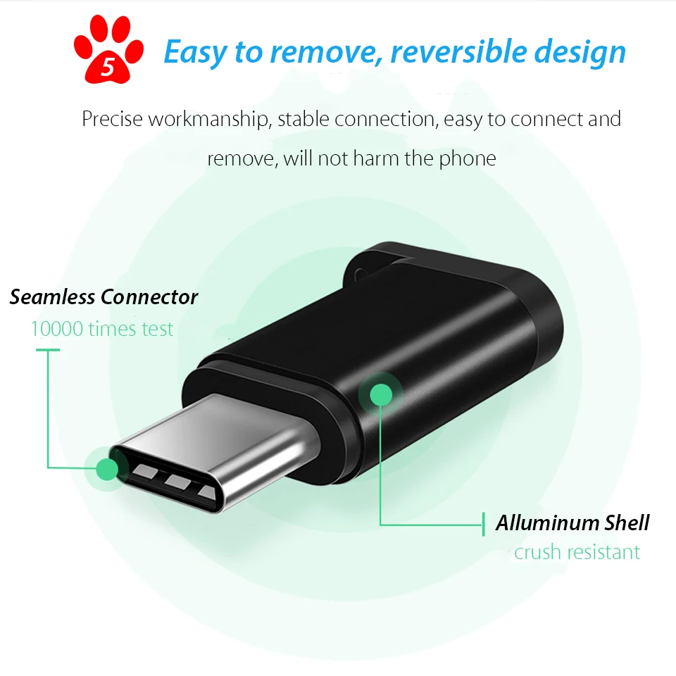 Переходник с Micro USB мама на Type C папа 3 шт.|Переходники и адаптеры| |