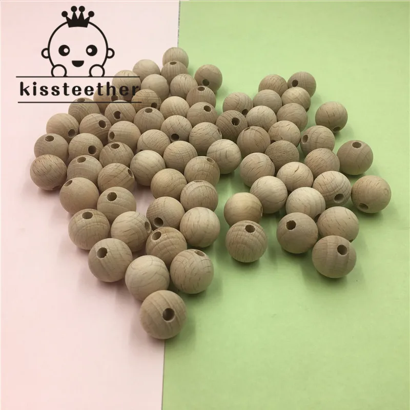 Beech Wooden Chewable 10-20mm Round Beads Ecofriendly Beech Beads DIY Craft Jewelry Accessories Baby Teether