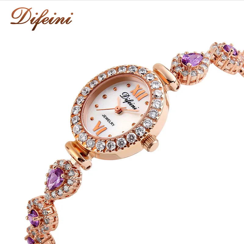 Женские кварцевые часы Difeini из нержавеющей стали с бриллиантами 2018|xfcs| |