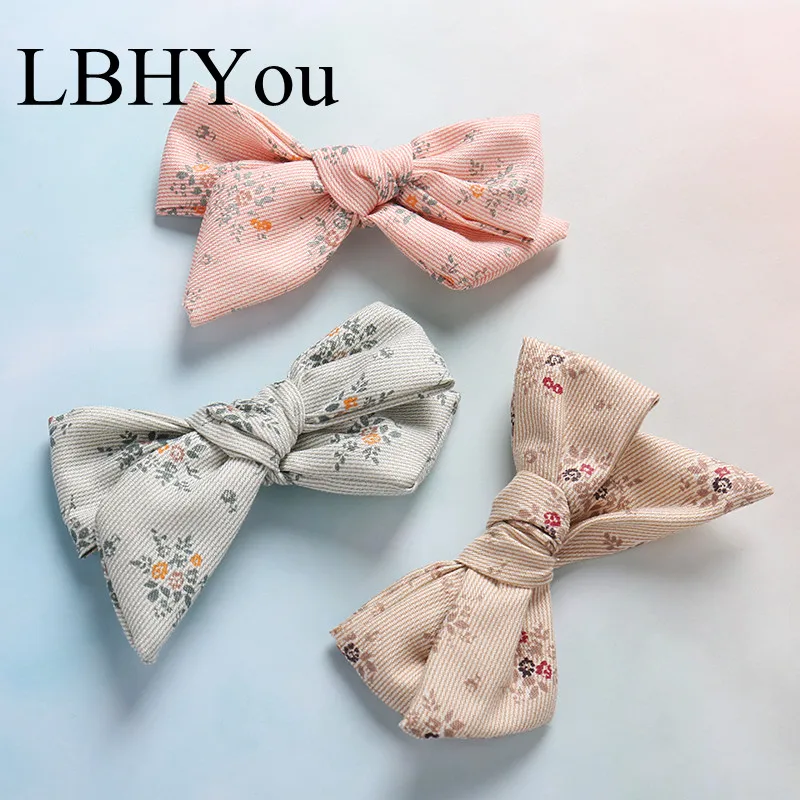 

5pcs/lot Fabric Girls Knot Bows Hairpins,Handmade Cute Little Girl's Cotton Hair Clips,11.5*5.5cm Kids Bow Hair Accessories