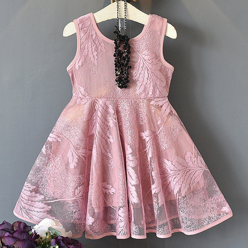 Платья для девочек Новинка лета 2020 детская одежда модное Стильное Сетчатое милое