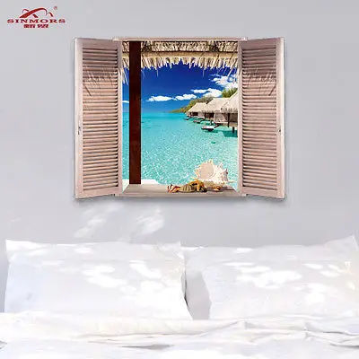 Модные Мальдивы океан пляжная волна настенная художественная наклейка роспись