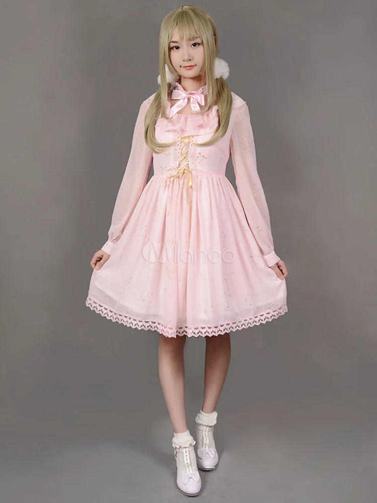 Милое розовое платье в полоску стиле Лолиты|pink sweet lolita dress|dresses dressdress dress |