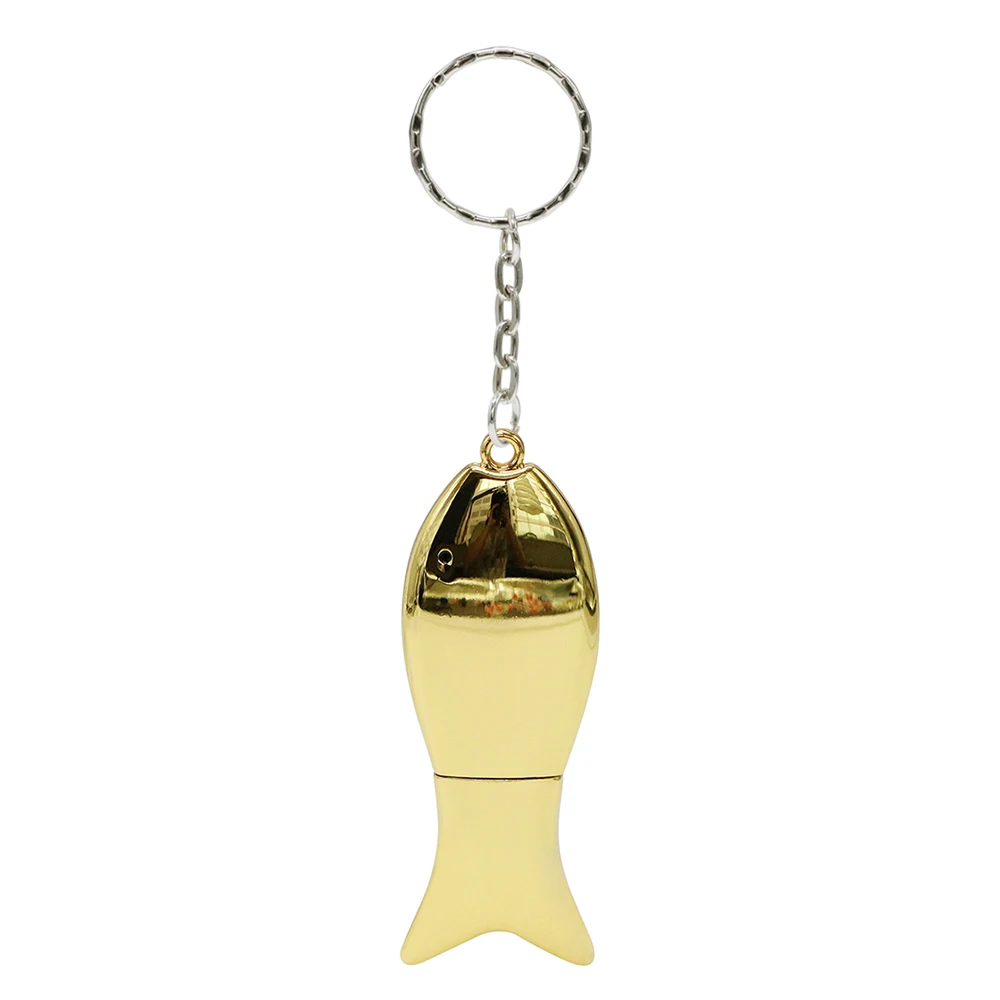 Gold USB флеш-накопитель 64 ГБ 32 ГБ 16 ГБ 8 ГБ флеш-накопитель рыбка Флешка водонепроницаемый металлический Серебряный Memoria Cel USB Stick подарок(логотип на заказ - Цвет: Gold