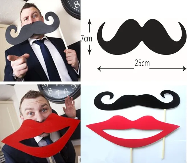 Забавный большой реквизит для фотографий усы и красные губы свадебный